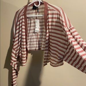 Cropped light weight stripped cardigan